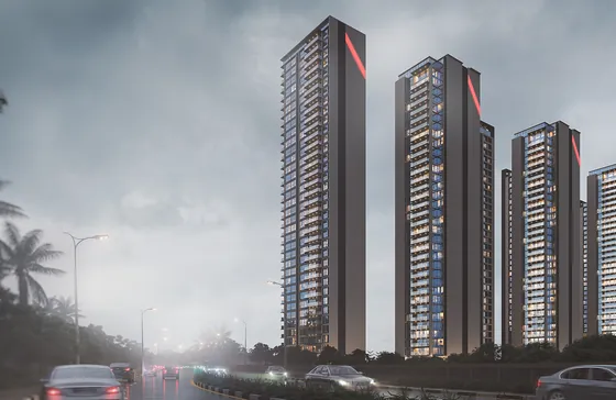 The ANP Privado towers seen from Pan Card Club Road at dusk